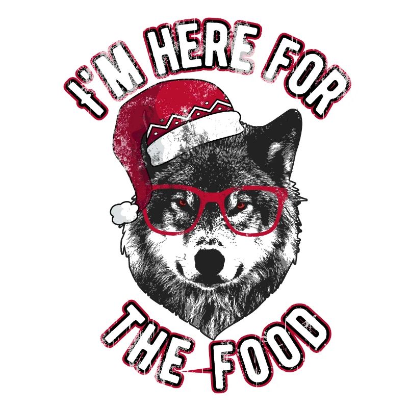 Ich bin wegen des Essens hier - Grumpy Christmas Wolf