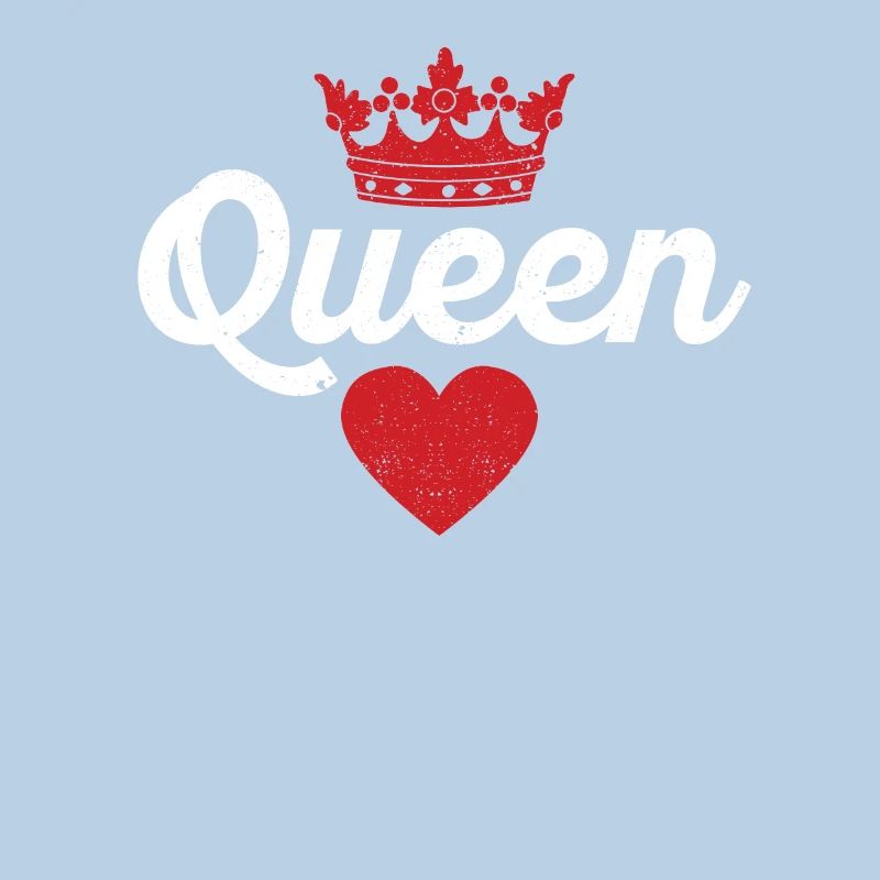 Queen Red Heart Crown Silhouette Couples Man