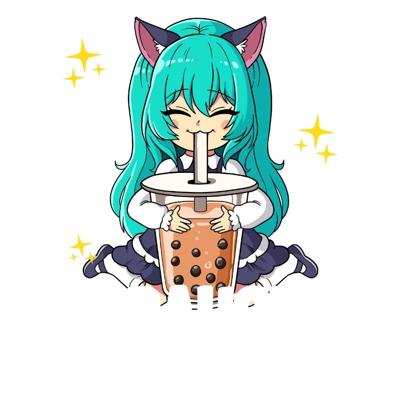 Bubble Tea Anime Neko Mädchen Boba Tea Bobaholic