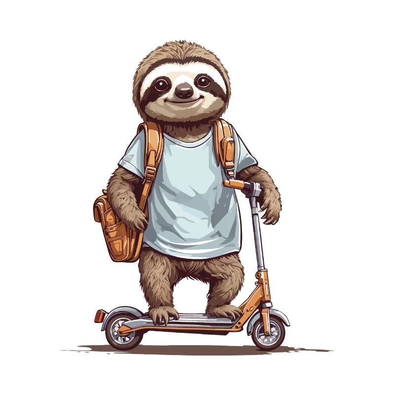 Sloth School Kid Scooter Fun Design