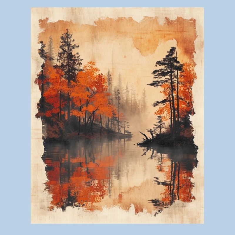 Classic Scenery Papyrus Scroll Onsen Japanese