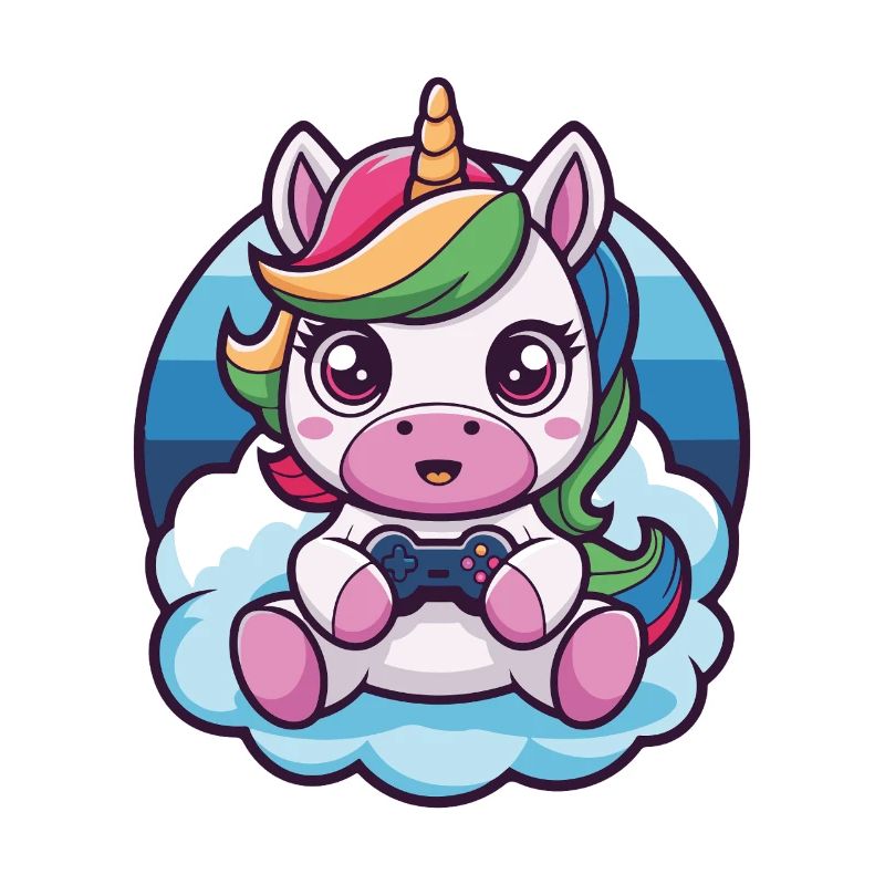 süßes Einhorn Gamer Unicorn mit Controller Gaming