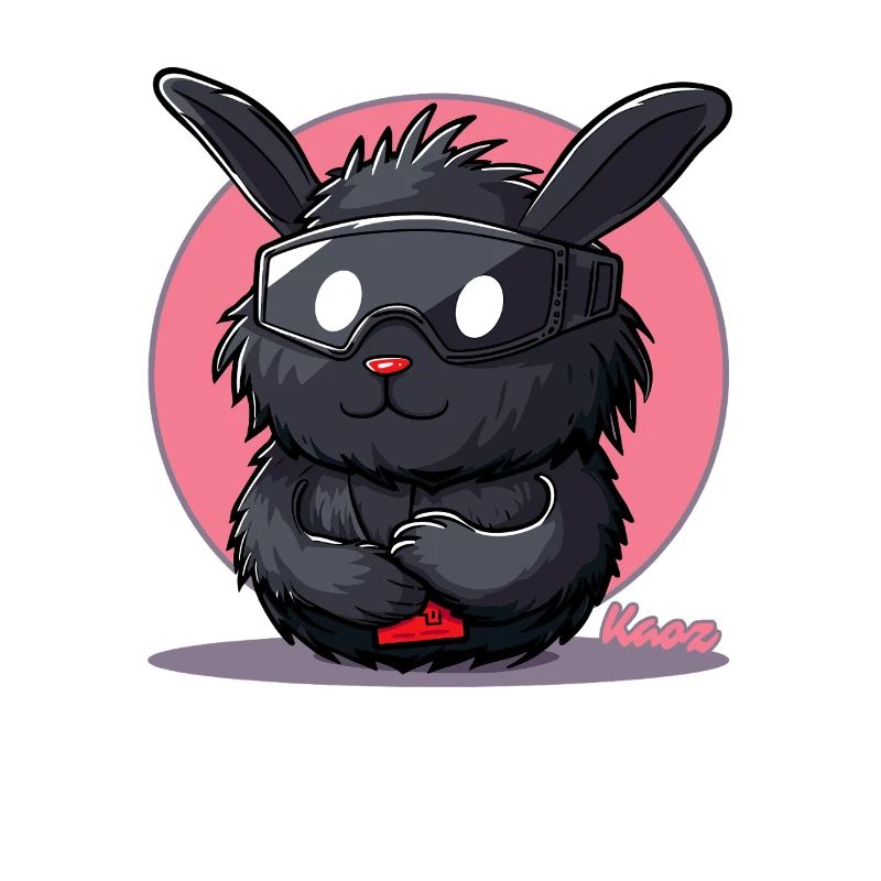 Ski bunny rabbit with ski goggles