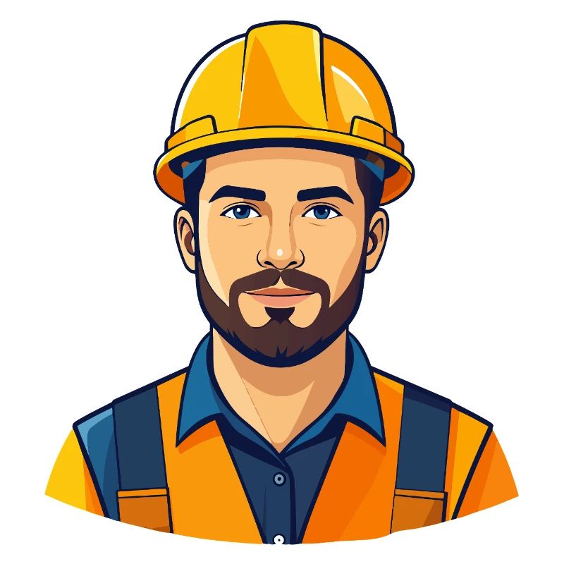 Construction worker with helmet illustration construction site motif