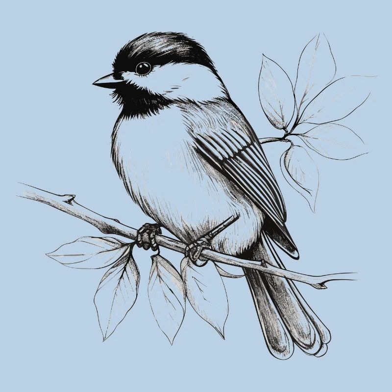 Chickadee bird drawing