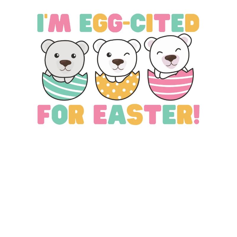 cute polar bears at Easter with Easter eggs polar bear