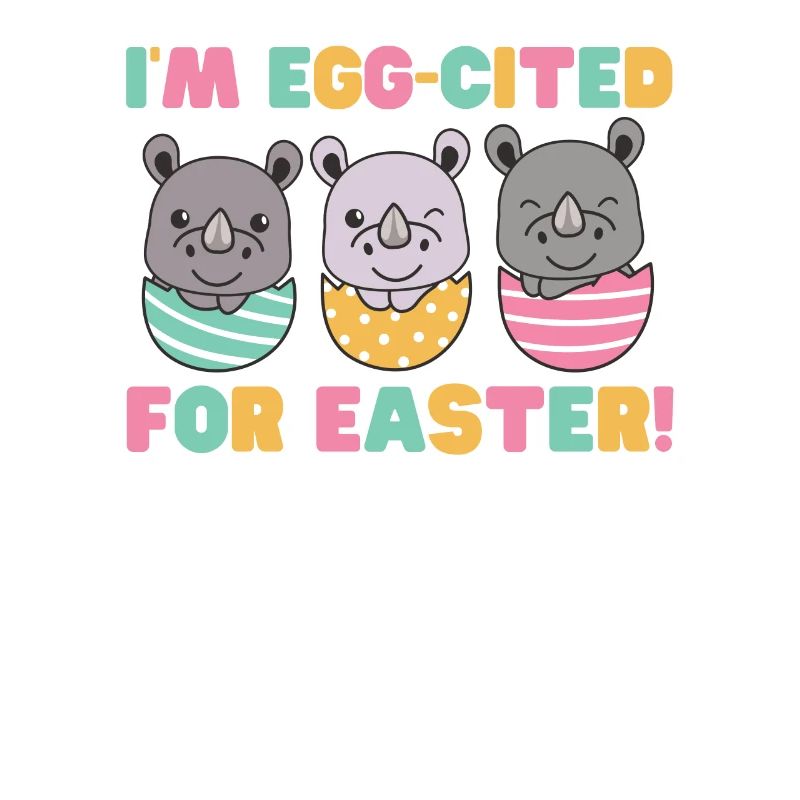 cute rhinos at Easter with Easter eggs rhino