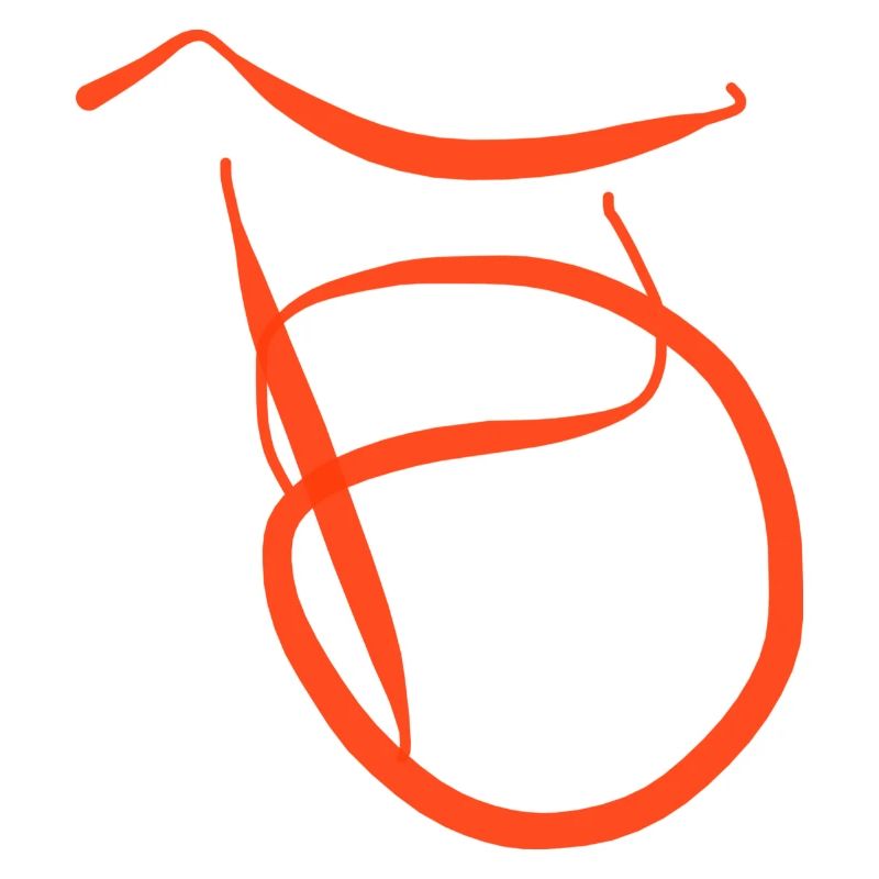 Oranger B auf schwarzem Pullover