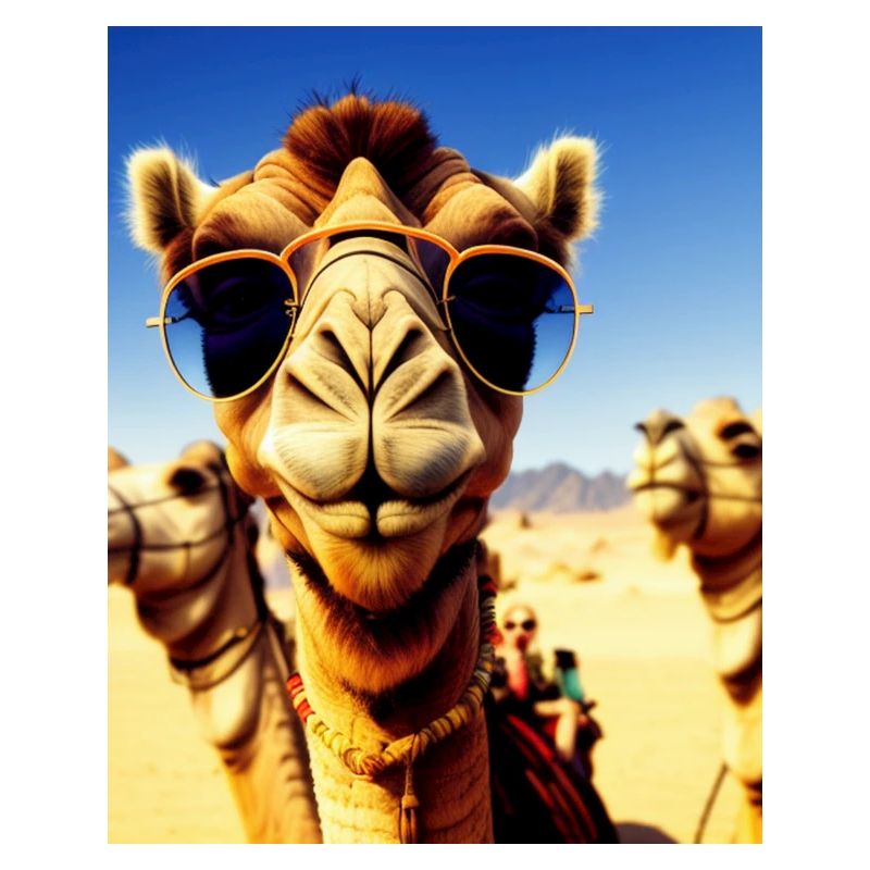 Coole Kamelurlaub Selfie Wüste Sonnenbrille Comic
