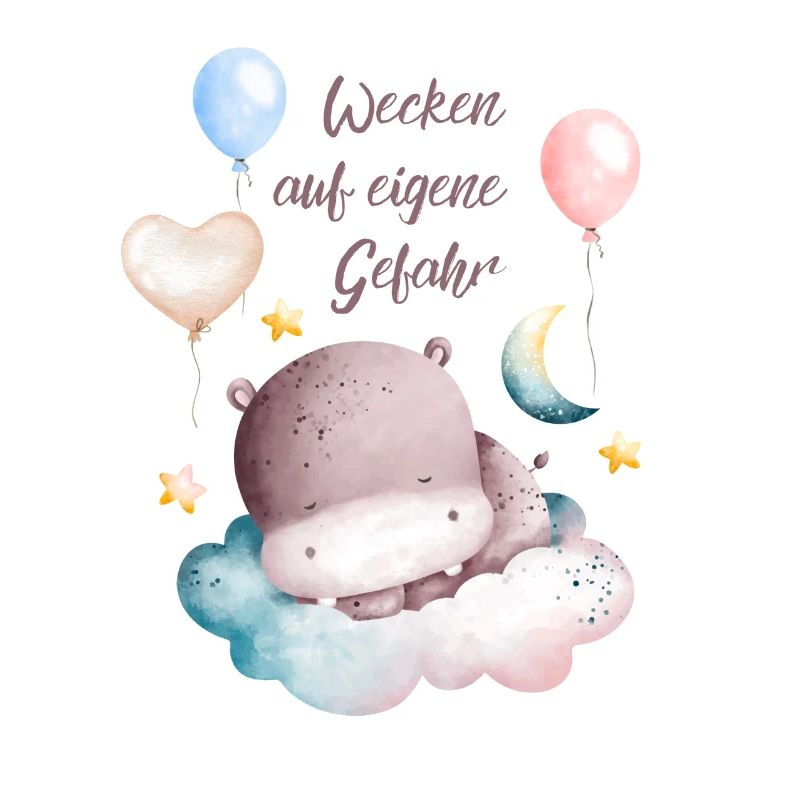 Bébé hippopotame aquarelle réveillez-vous à vos risques et périls
