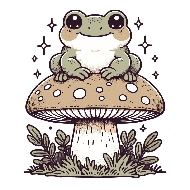 Cottagecore Ästhetischer Pilzfrosch