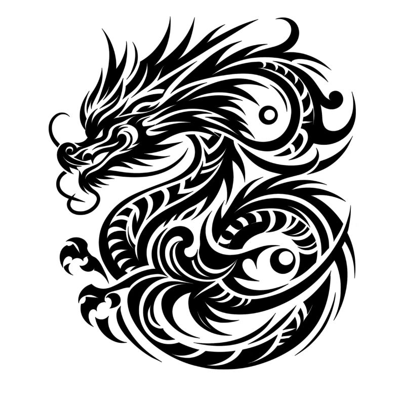 Conception de tatouage tribal Dragon mystique