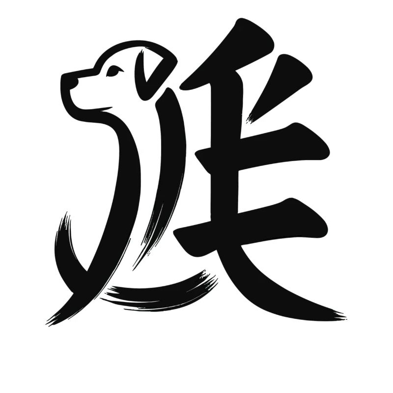 Hund Chinesisches Tierkreiszeichen-Kalligraphie-Symbol