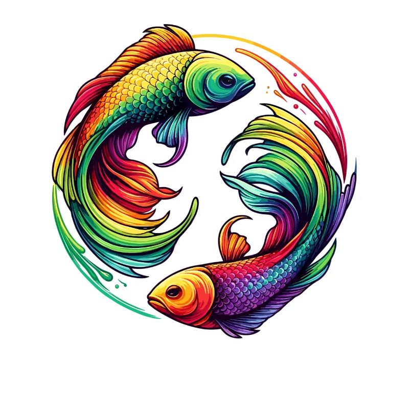 Fische Sternzeichen Rätselhaftes Regenbogen-Design