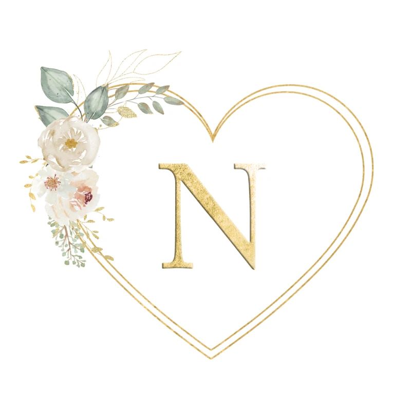 Customizable heart monogram N