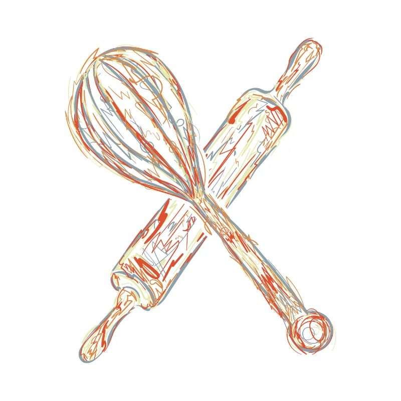 Rolling pin and hand mixer drawing