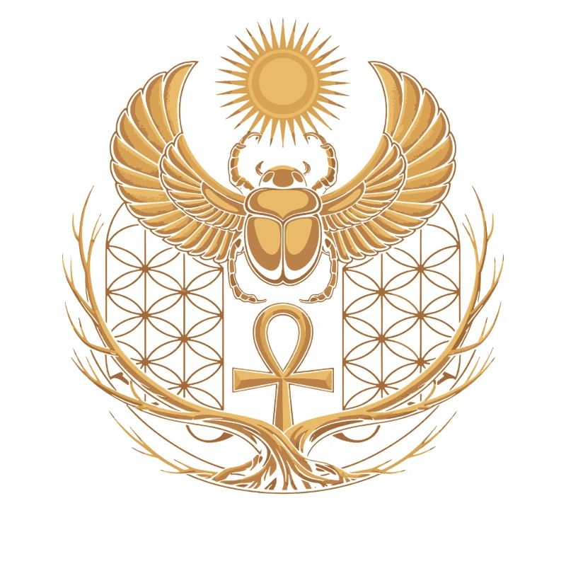 Winged Scarab with Ankh & Solar Disk