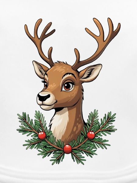 Hirschkopf mit Weihnachtskranz