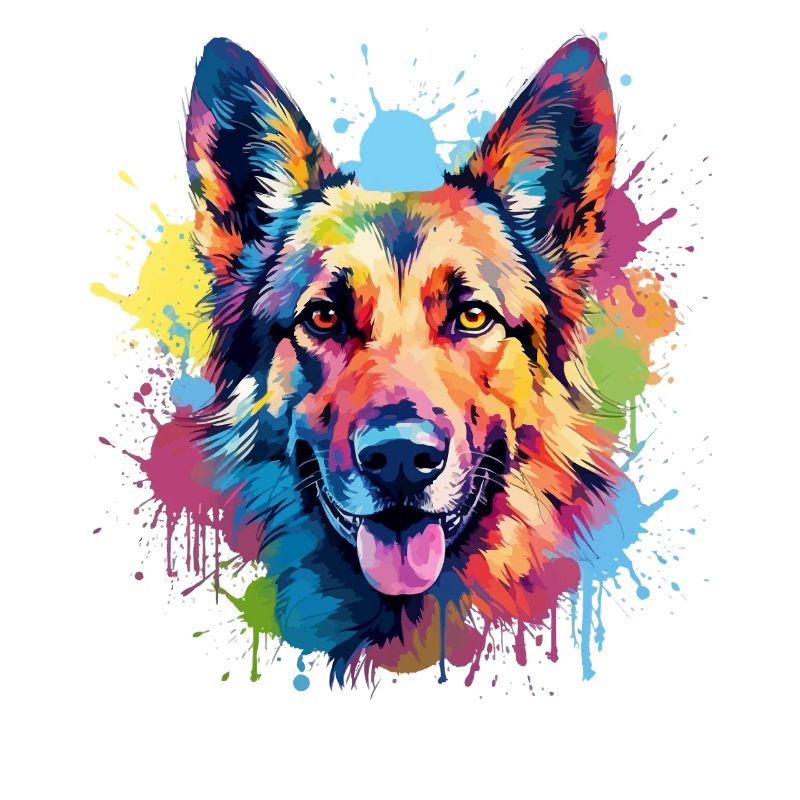 Hund Deutscher Schäferhund Bunte Spritzkunst