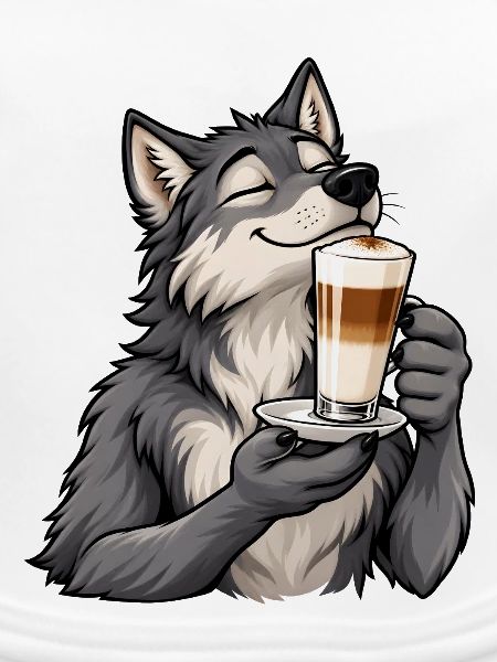 Wolf mit Latte Macchiato