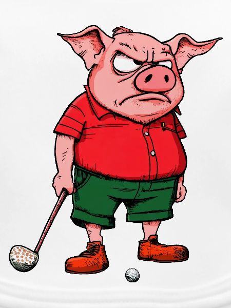 Schwein Golfspieler