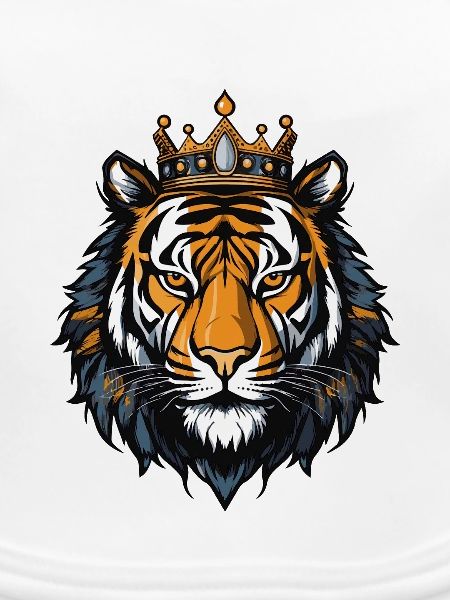 Tiger Kopf mit Krone