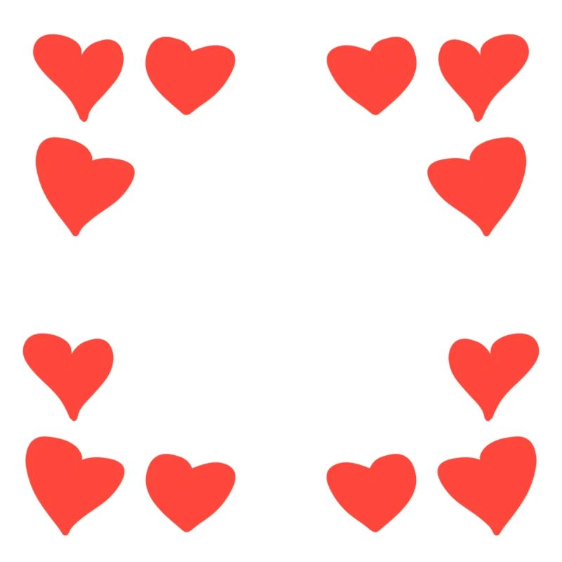 Hearts Pattern Frame Square Heart Red