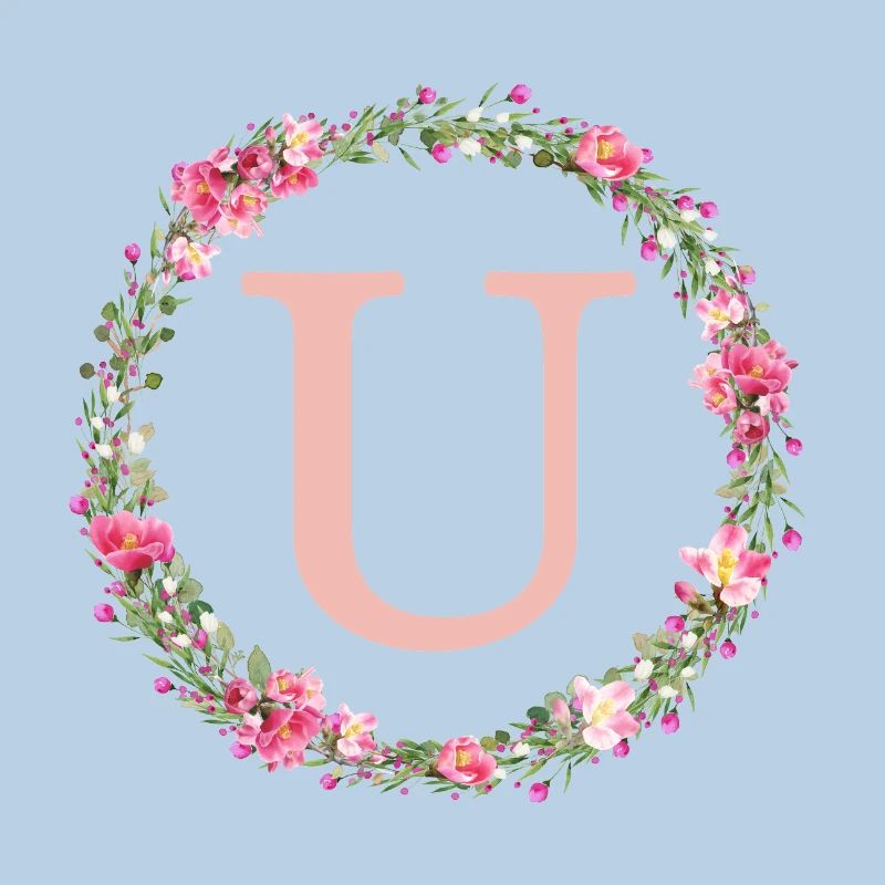 U Monogram, Couronne de fleurs, Personnalisable