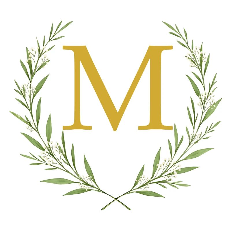 M Monogram, Eucalyptus Wreath, Personalizable
