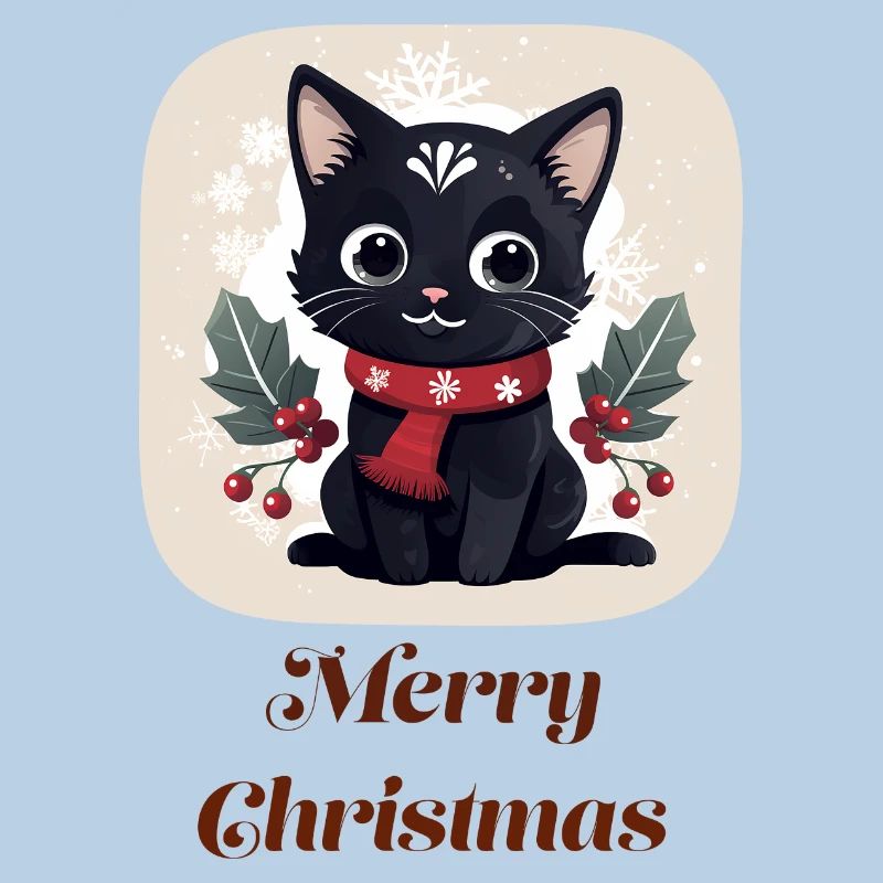 Joyeux Noël de chat noir mignon