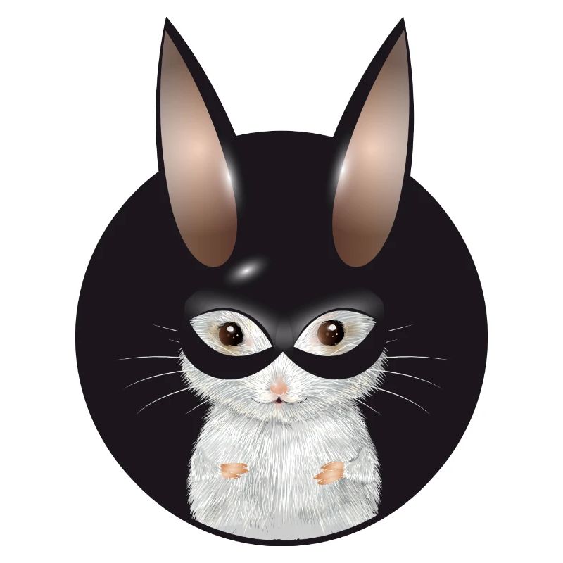 Souris blanche mignonne avec masque de lapin en patch
