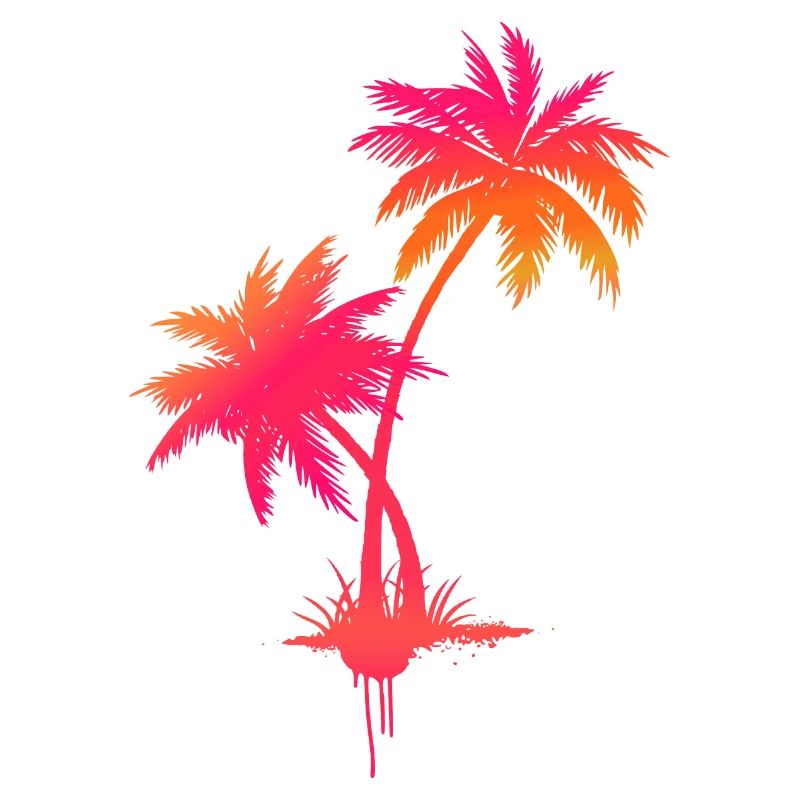 Palm tree graffiti in neon surf style