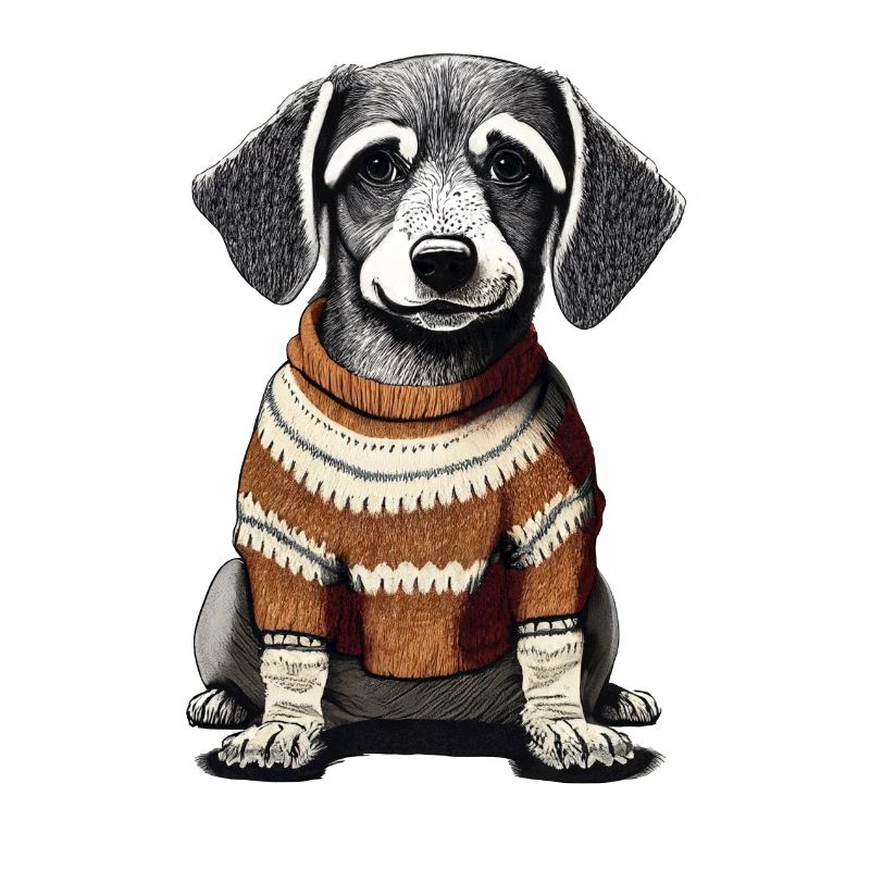 Chien avec un pull