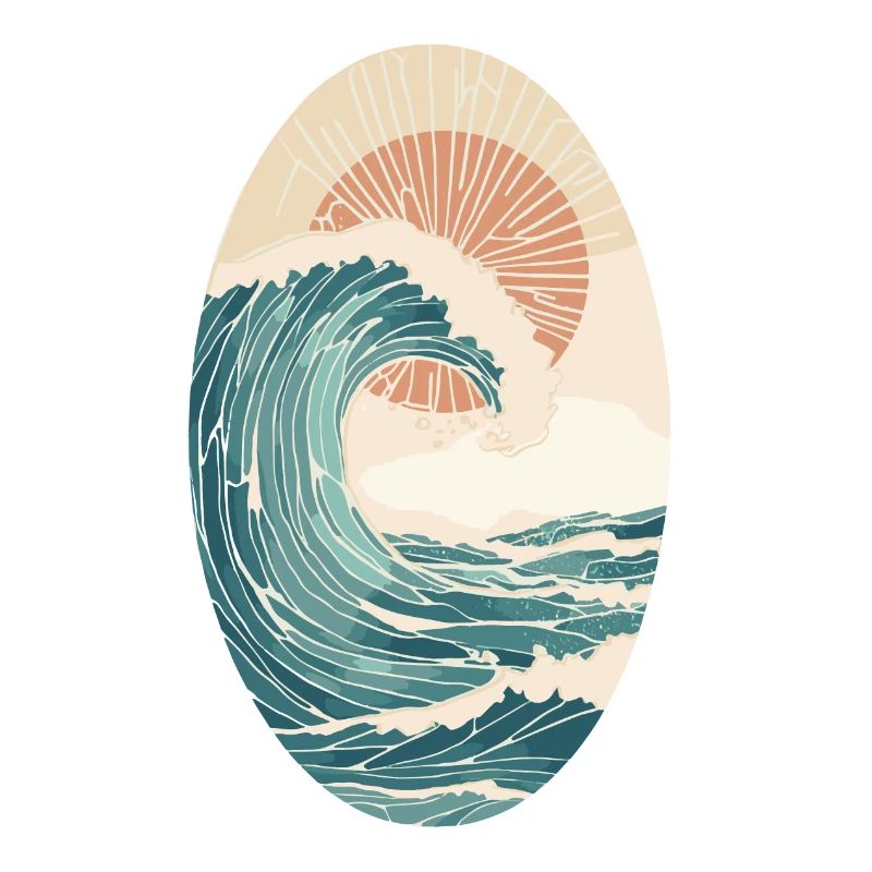 Bunte Wellen und Sonne Surfdesign - Perfektes Surf