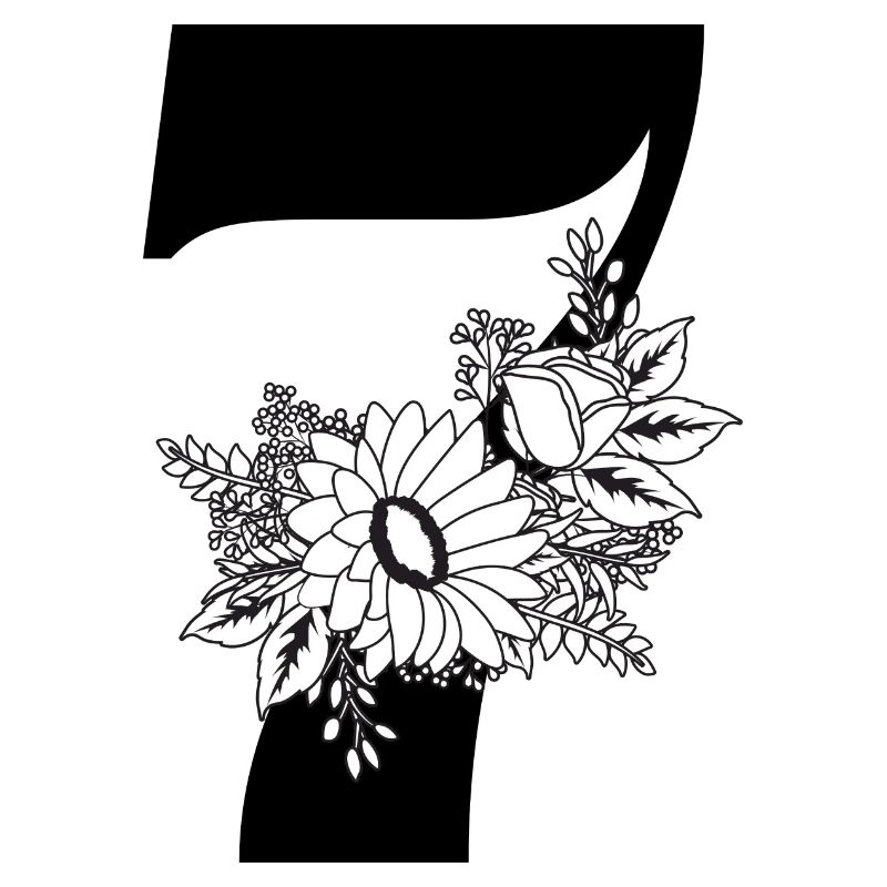 Nummer 7 Schwarze Blumen - 7. Blumenjubiläum