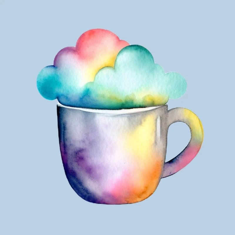 Rainbow coffee with a cloud