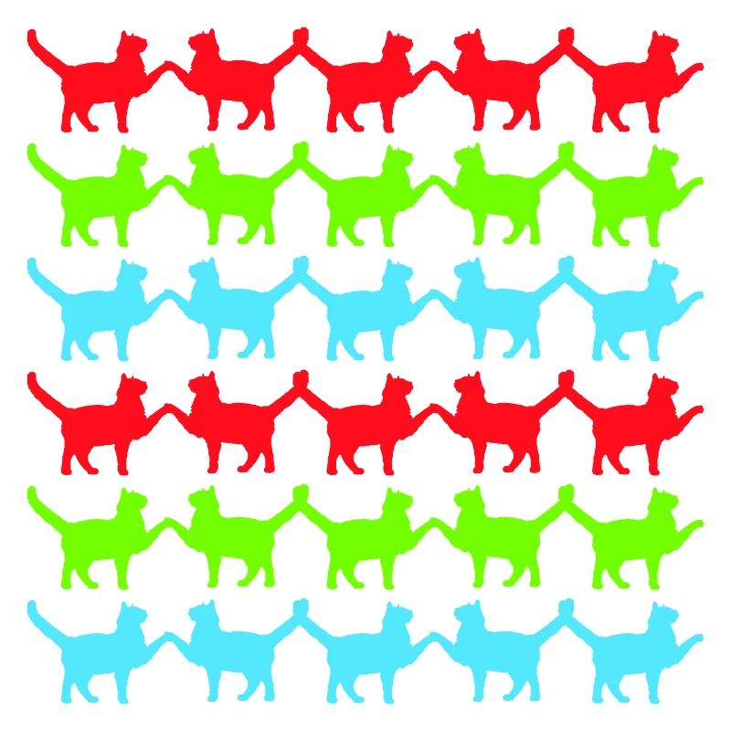 Many Cats Pattern Paws Hands Tail Greeting