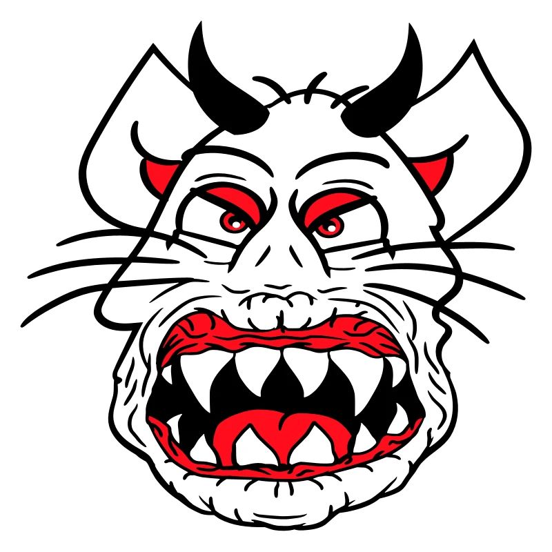 Demon Monster Cat Halloween Horror Devil Horns