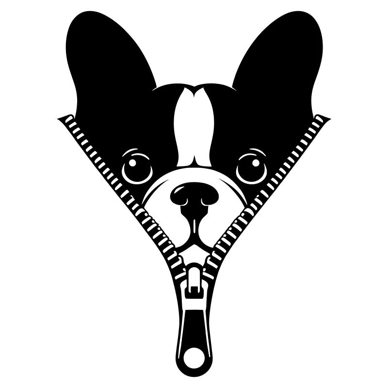 Bouledogue Français dans une fermeture éclair