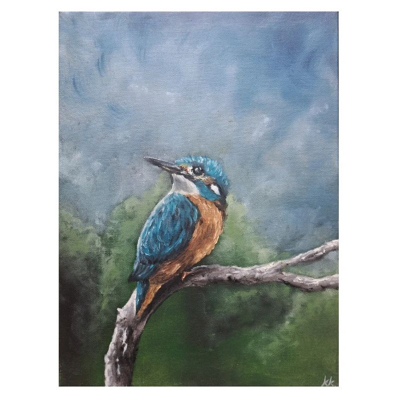Lebendiger Eisvogel auf Ast Kunstwerk