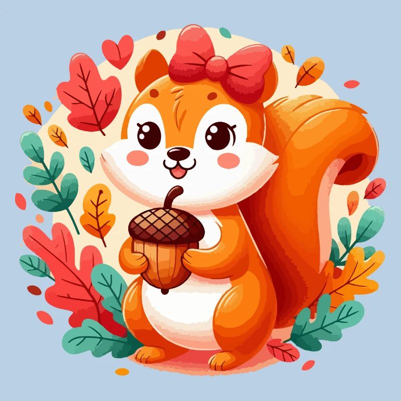 Süßes Eichhörnchen mit Eichel