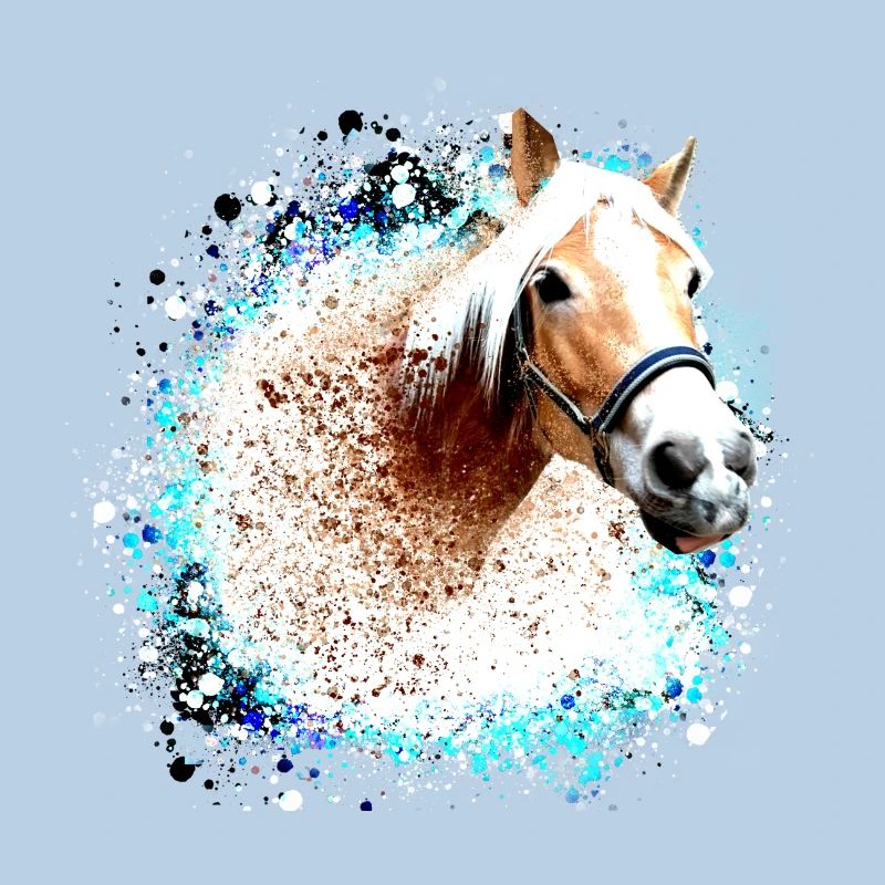 cheval,haflinger, graffitis, peinture, bleu, chevaux,