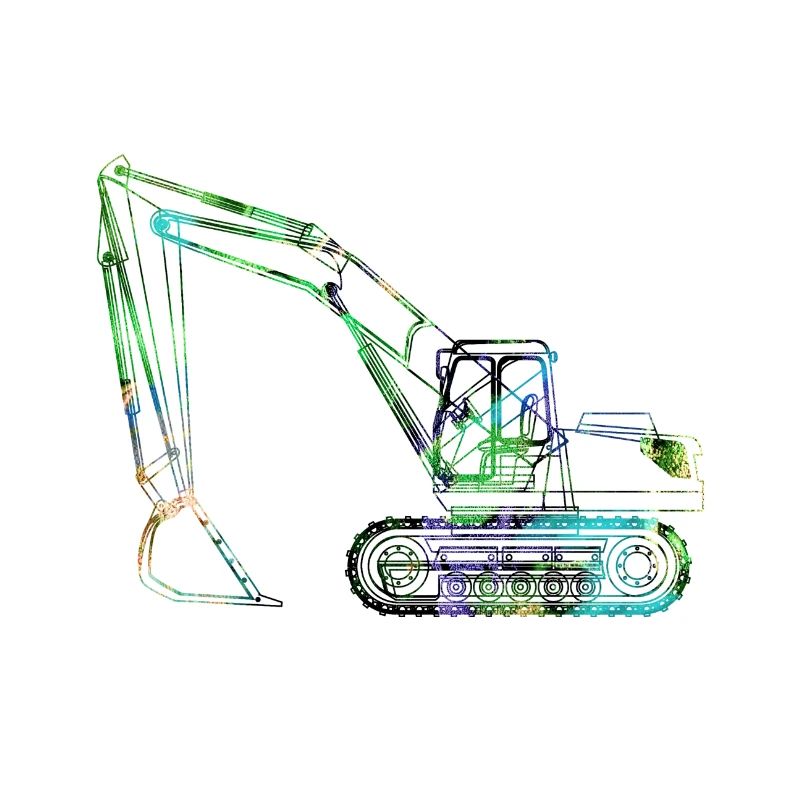 Excavator,Construction Vehicle,Excavator,Graffiti,Outline