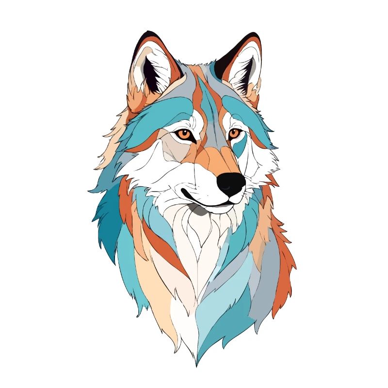 Wolf Vector Art with Vibrant Colour Illustration