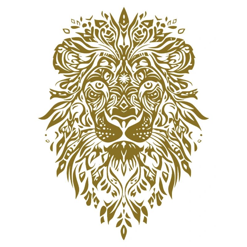 Lion head with leaf pattern in gold