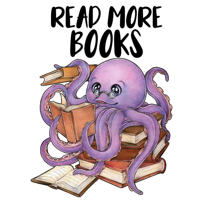 Reading Octopus in Stack of Books Book Gift