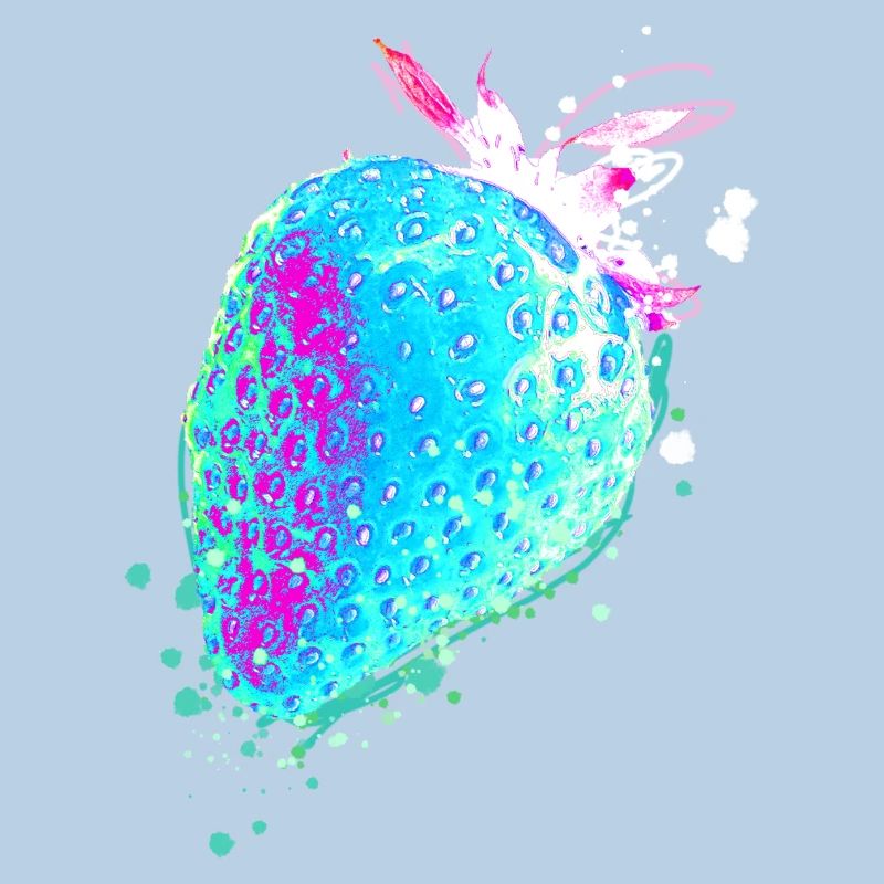 Erdbeere, blau, popart, artwork,blaue erdbeere