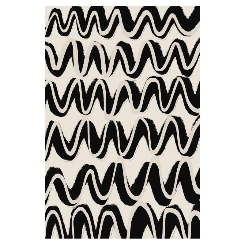 Black Beige Waves Pattern