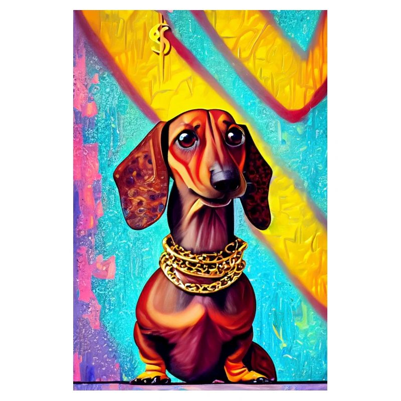 Modernes Pop-Art Print | Dackel mit Graffiti Bunt