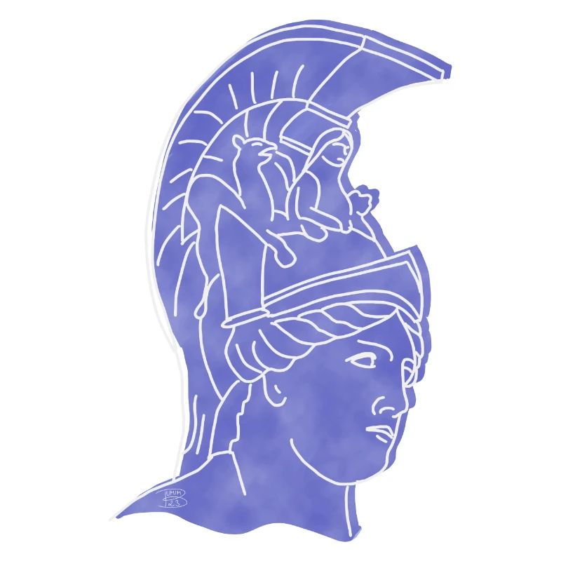 "Athena", boho line art design, series "Greece"